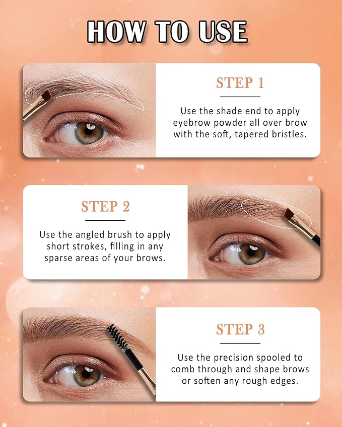 Eyebrow Powder Kit,Long Lasting Waterproof Reddish Dark Brown Duo Tint Eye Brow Filler,Enhance Define Brows,Eye Makeup Contour Powder Palette with Mirror Brow Tools,Mother's Day Gift for Women Girl-02