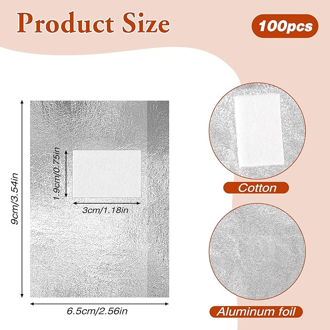 100 Pcs Foil Nail Wraps Nail Polish Remover Soak Off Foils Cotton Pads Gel Polish Remover with Pre-attached Lint Free Pad Gel Nail Polish Remover Wraps for Removing Nail Polish