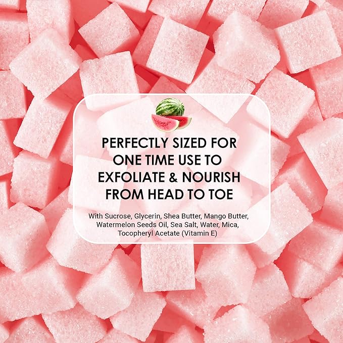 Body Scrub Exfoliator - 12oz WATERMELON Sugar scrub cubes w/Mango Butter & Shea butter, Body Scrub Exfoliator - 12oz COCONUT Sugar scrub cubes, Natural & Organic for all body exfoliation