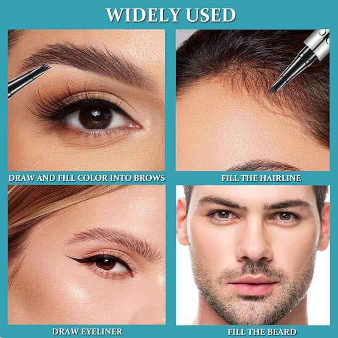 Eyebrow Pen - Microblading Eyebrow Pencil with Micro-Fork Precise Brush-Tip - Creates Natural Looking Brows Effortlessly and Stays on All Day - Waterproof Brow Pencil Hair, Gray