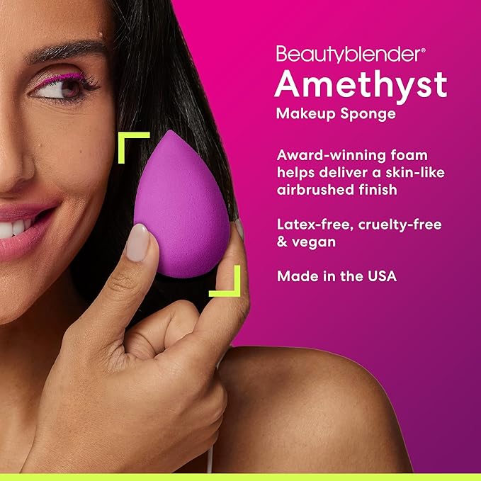 Beautyblender® | Amethyst Beauty Blender Makeup Sponge, Super-Soft Foam Easily Blends Foundations, Powders & Creams, Made in USA, Reusable, Washable, Streak Free Application, Vegan, Cruelty Free