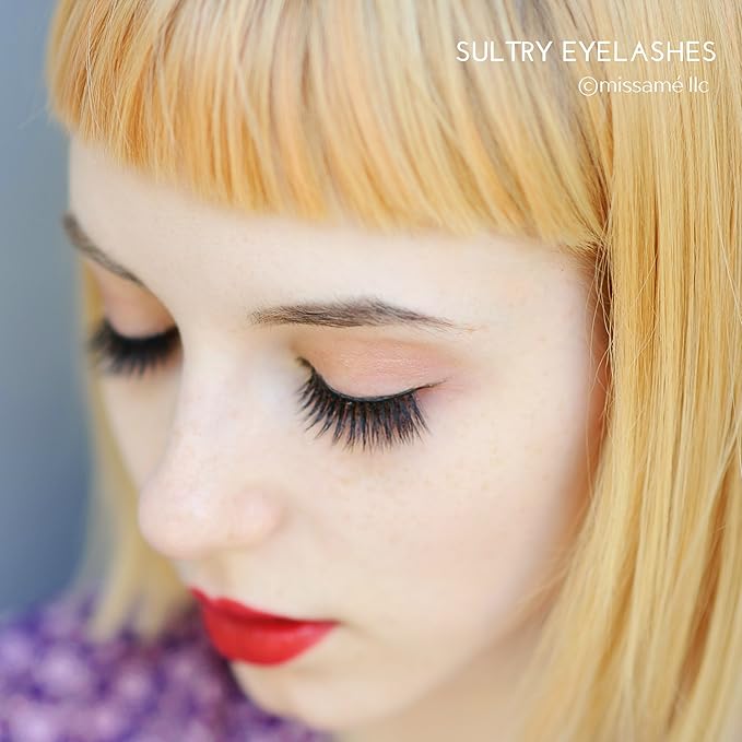 Missamé SULTRY Deluxe Beauty False Eyelashes Set Handmade with Premium Synthetic Fibers, Black, 1 Pair