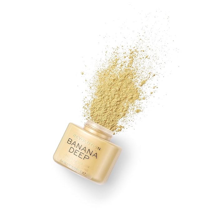 Revolution, Loose Baking Powder, Makeup Setting Powder, Long Lasting Coverage, Mattifies & Reduces Shine, Banana Deep, 1.13 oz