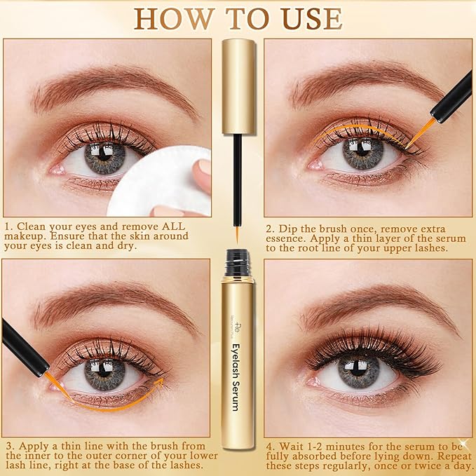 Premium Eyelash Growth Serum: Advanced Vegan Formula for Longer Thicker Lashes (Rose Gold, 0.17 Fl Oz (Pack of 1))
