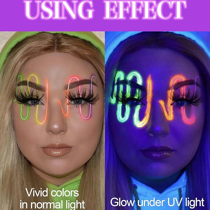 10 Colors Water Activated Eyeliner Palette,Water Activated Eyeliner,Neon Pigment Self Glowing Palette,Costume Halloween and Club Makeup Art Paint (02)