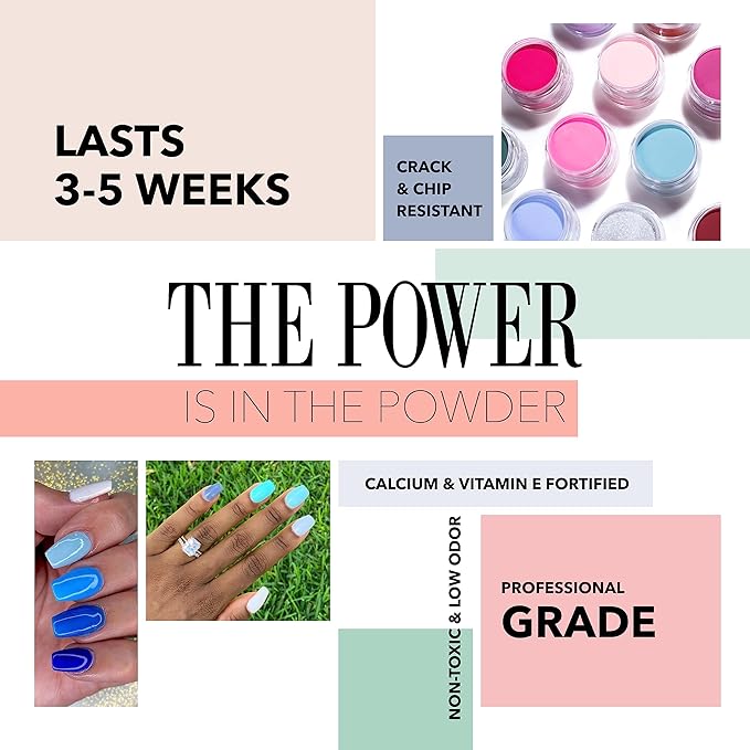 Revel Nail Dip Powder - Blue Powder Dip Nail Polish, Chip Resistant Dip Nail Powder with Vitamin E and Calcium, DIY Manicure, Bliss