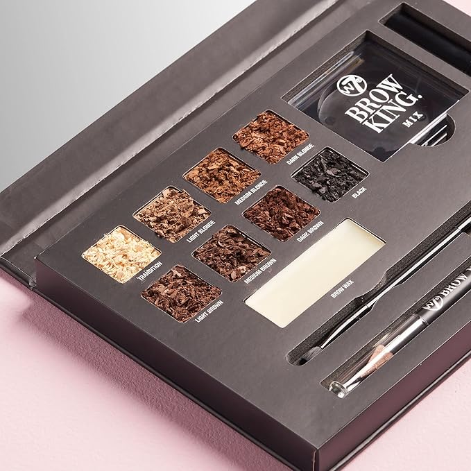 W7 Brow King Ultimate Eyebrow Kit - Shape, Define & Groom Palette - Professional Makeup Set