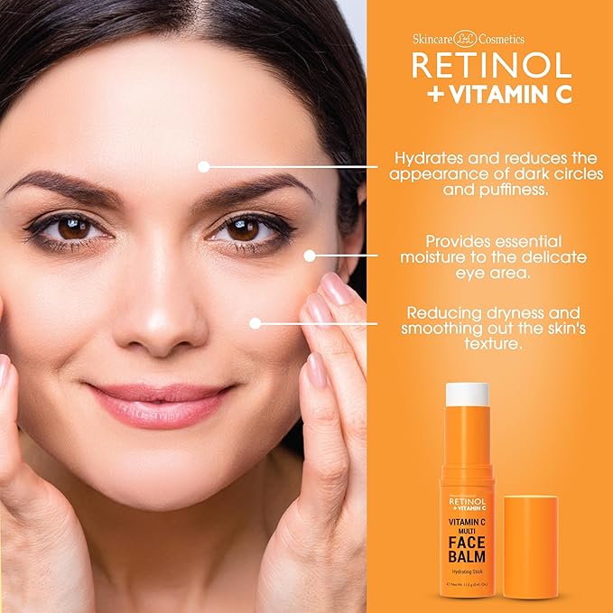 Retinol + Vitamin C Face Balm – Powerful Anti-Aging Moisturizer for Radiant, Youthful Skin, This Multi Balm Stick Hydrates, Reduces Fine Lines, and Boosts Glow for a Beautiful Complexion