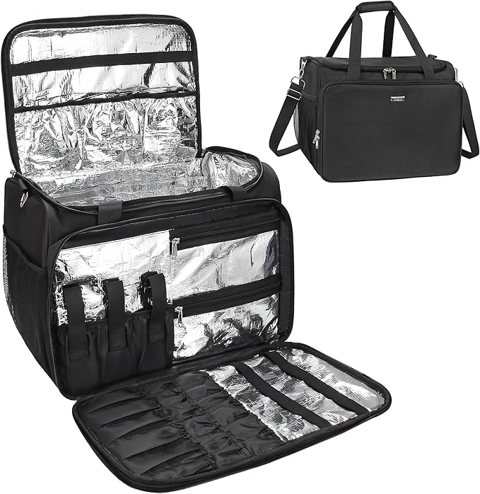 MONSTINA Professional Hairdressing Bag,Hairstylist Travel Bag,Cosmetics Beauty Hairdresser Bag with Shoulder Strap,Hair Makeup Salon Organizer Bag for Barber Insulation Material