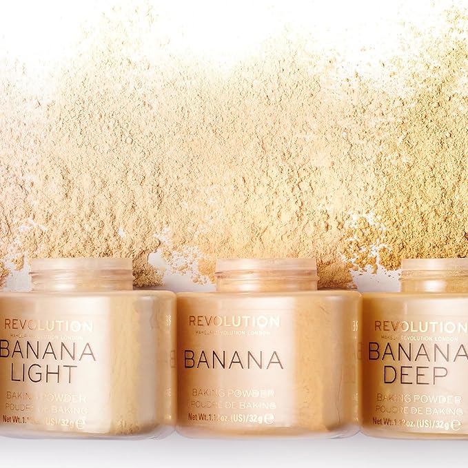Revolution, Loose Baking Powder, Makeup Setting Powder, Long Lasting Coverage, Mattifies & Reduces Shine, Banana Deep, 1.13 oz