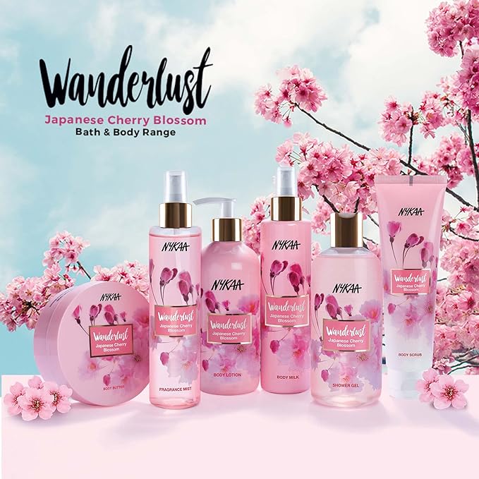 Nykaa Wanderlust Japanese Cherry Blossom Body Scrub - Gently Exfoliates Dead Cells, Revives Dull and Dry Skin With Aloe Vera (4.93 Fl Oz)