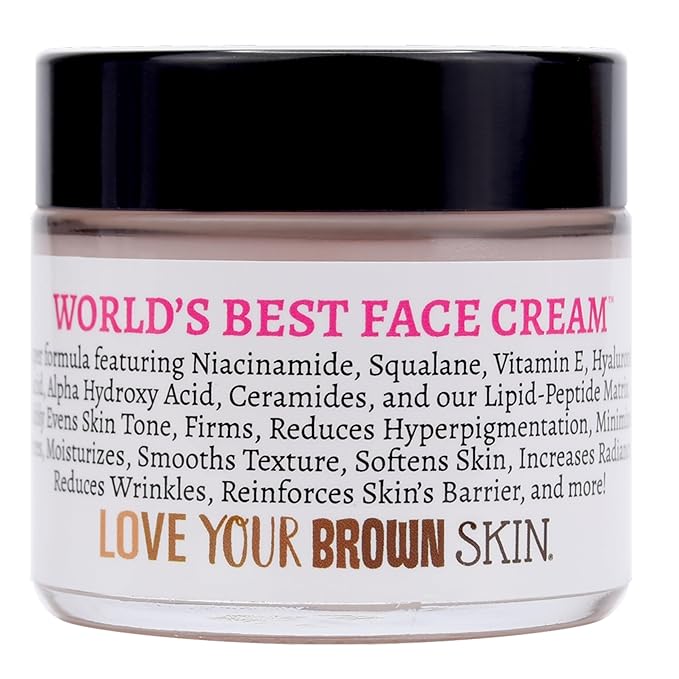 World’s Best Face Cream™ for Skin-of-Color, Anti Aging Reverse Signs of Aging Hydrates Niacinamide Squalane Hyaluronic Acid, 2 oz