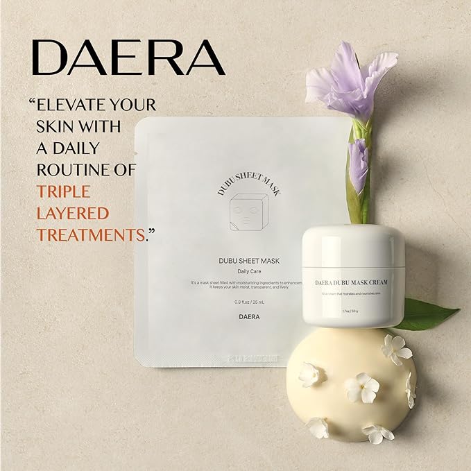 Korean DUBU 5 Sheets x Facial Mask, Deep Hydrating Repairing Nourishing for Dry and Sensitive Skin, Panthenol, Niacinamide, Adenosin, Korean Moisturizer, Korean Glass Skin