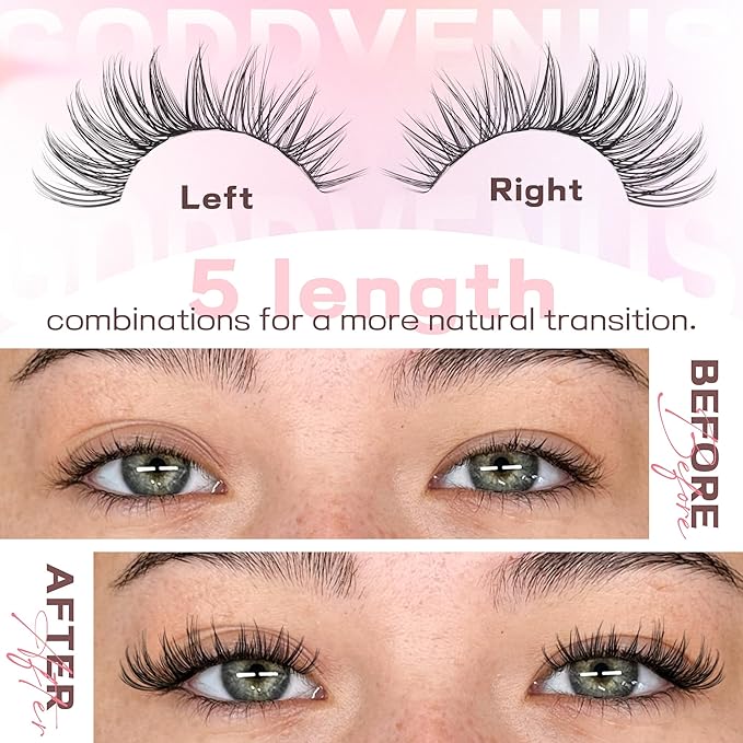 Eyelash Clusters Wispy Lash Clusters Natural 300pcs Lashes Clusters 10-16mm DIY Cluster Eyelash Extensions C Curl Individual Lashes Cluster Eyelashes Clusters for DIY Lash Extension