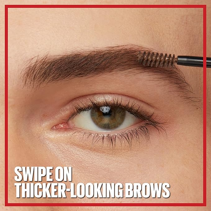 Maybelline Tattoo Studio Brow Styling Gel, Waterproof Eyebrow Make Up, Brow Tint for Up to 36HR Wear, Medium Brown, 1 Count