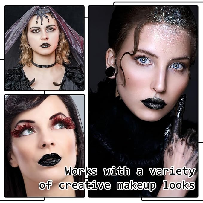 Matte Black Lipstick,Highly Pigmented Non-stick Cup Halloween Black Lip Gloss for Skull Cosplay Goth Skeleton Zombie Clown,Waterproof Long Lasting Eye Black Makeup Stick for Softball Baseball Sports