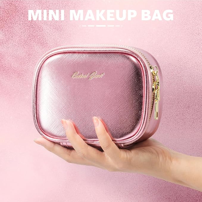 Small Makeup Bag Travel Train Case with Mirror and Light Mini Travel Make up for Women Train Case Cosmetic Organizer 3 Adjustable Brightness Toiletry Bag Portable Artist Storage