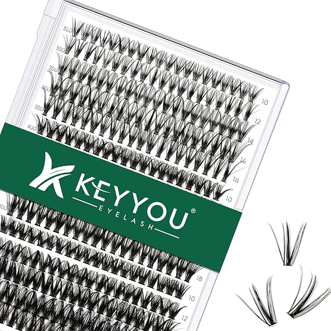 Lash Clusters 300pcs Individual Lashes 30D+40D+50D 0.07C Curl 10-18MIX DIY Eyelash Extension KEYYOU Large Tray Volume Soft&Natural Eyelash Clusters(30D+40D+50D-0.07C,10-18MIX), 9-18MIX