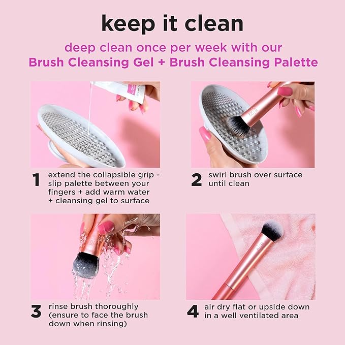 Real Techniques Vivid Escape Color Pop Blush Brush, Multipurpose Makeup Brush For Easy Blending, Use With Liquid & Cream Blush, Synthetic, Soft Bristles, Cruelty-Free & Vegan, 1 Count