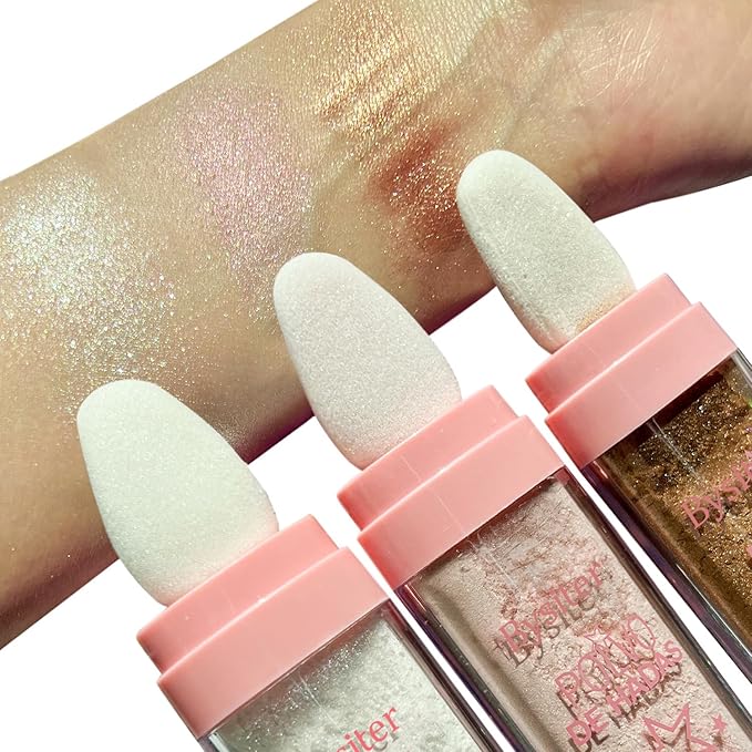 Highlighter Powder Stick Makeup 2Pcs Polvo De Hadas Body Glitter Shimmer Highlighter Powder High Gloss Blush Contour Powder Makeup Shine Face Powder Blush for Face Hair Body