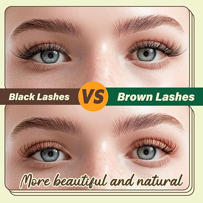 Natural Lash Extensions - Wispy Eyelash Clusters 280pcs D Curl, Beginner Friendly, Dark Brown