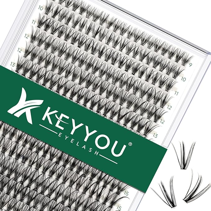 Lash Clusters 300pcs Individual Lashes 30D 0.07C Curl 9-18MIX DIY Eyelash Extension KEYYOU Large Tray Volume Soft&Natural Cluster Lashes(30D-0.07C,9-18MIX)