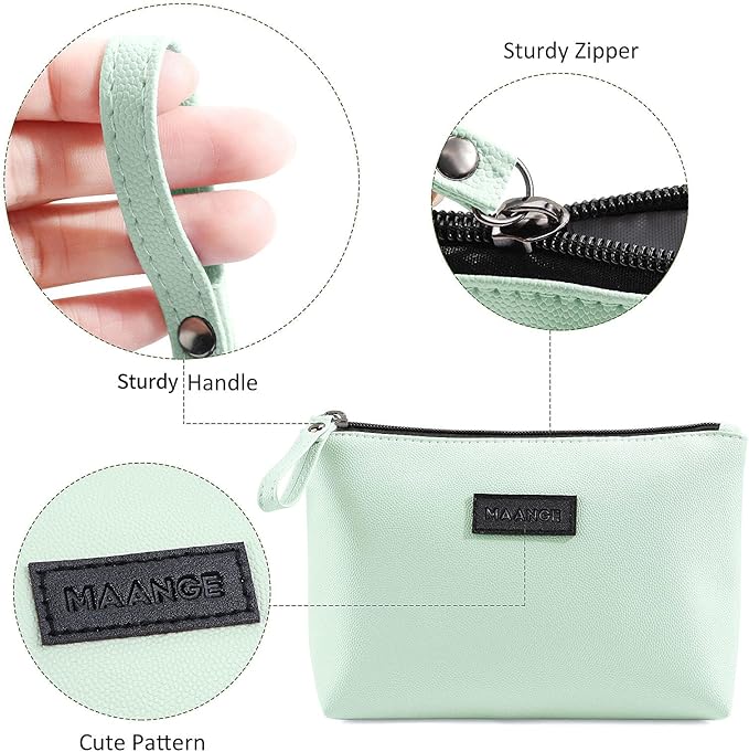 Cosmetic Bags for Women Small Makeup Bag for Purse Pu Leather Makeup Pouch Travel Makeup Bag with Zipper Make Up Bag for Travelling