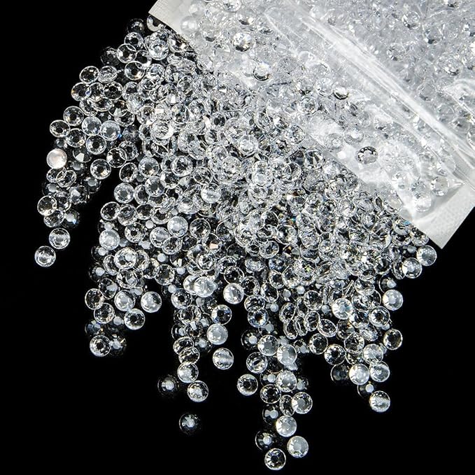 10000PCS 2mm Transparent Resin Rhinestones Bulk Flatback SS6 Jelly Stones Clear Bling Diamonds Gems Charms for Nails Face Eyes Makeup Body Mugs Tumblers Bottles DIY Crafts Decor Shoes Clothes
