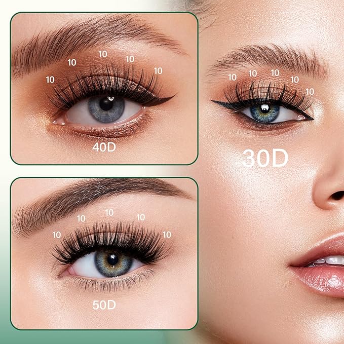 DIY Lash Extension Kit KEYYOU 300Pcs Individual Eyelash Extension Kit 30D40D50D 0.07D Curl 9-18MIX Lash Clusters Kit with Lash Glue Remover Applicator Easy to Use(Kit-30D40D50D-D-9-18MIX)