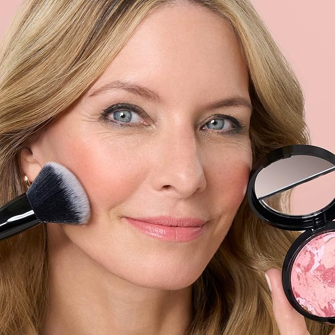 LAURA GELLER NEW YORK Baked Blush-n-Brighten Marbleized Blush + Angled Brush (05 Sunswept, 47mm)