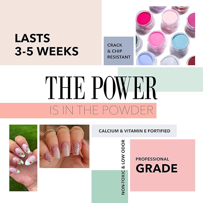 Revel Nail Dip Powder - Pink Powder Dip Nail Polish, Chip Resistant Dip Nail Powder with Vitamin E and Calcium, DIY Manicure, Erica