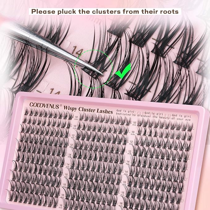 Lash Clusters Kit Wispy Eyelash Clusters Lashes Natural DIY Lash Extension Kit 10-16mm Cluster Eyelash Extensions Kit 300pcs C Curl Individual Lashes Cluster Eyelash (With Tweezers)