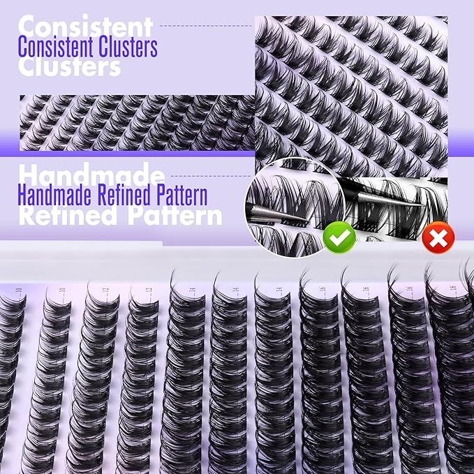 Pawotence Lash Clusters Kit Wispy Lash Extension Kit 10-18mm Cluster Eyelash Extensions Kit Individual Lashes 144pcs Eyelash Clusters with Lash Bond and Seal, Lash Tweezers for Self Use