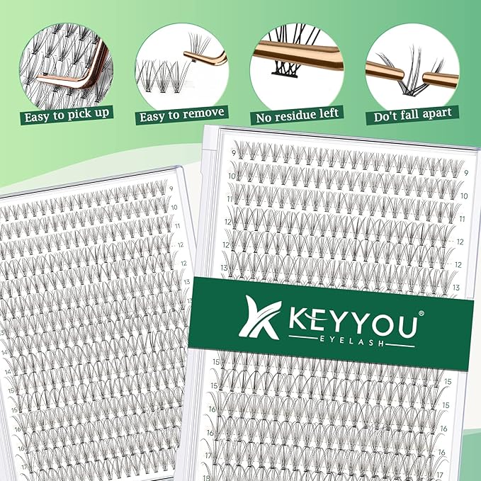 Lash Clusters 300Pcs Individual Lashes 10D 0.1D Curl 9-18MMIX Lash Extensions Clusters Lashes Soft&Natural False Eyelashes Individual DIY Eyelash Extension at Home(10D-0.1D,9-18MIX)