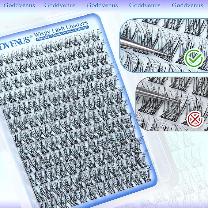 Wispy Lash Clusters 10-16mm Lashes Clusters Eyelash Extensions Natural Individual Lashes 144pcs D Curl Lash Extension DIY Soft Comfortable Eyelash Clusters with Cotton Band