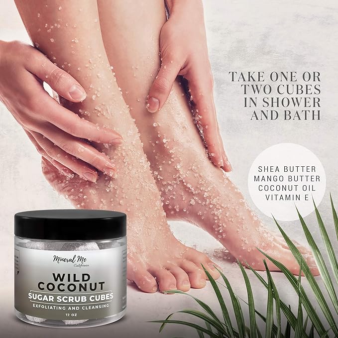 Body Scrub Exfoliator - 12oz SWEET ORANGE/Coconut Sugar scrub cubes w/Mango Butter & Shea butter- Ultra Hydrating & Moisturizing - Natural & Organic for all body - For hands, arms legs, elbow, foot