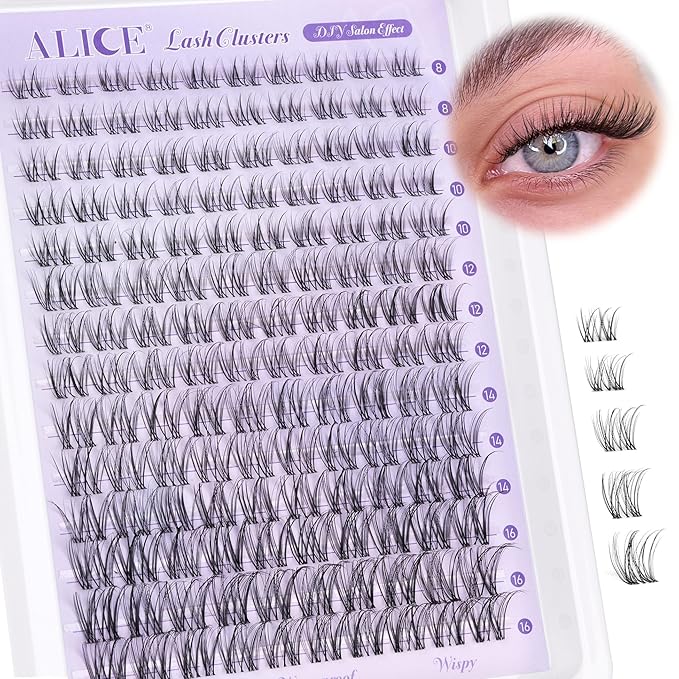 Wispy Lash Clusters Invisible Band Natural Lash Extensions Waterproof 8-16mm Cluster Eyelash Extension D Curl DIY Individual Cluster Lashes by ALICE
