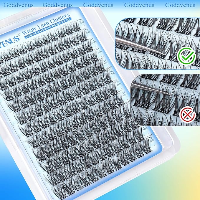 Wispy Lash Clusters Natural Lashes Clusters Wispy Eyelash Clusters CD Curl Cluster Eyelash Extensions DIY Individual Lashes Invisible Band Lash Extension Fluffy Eyelashes Clusters