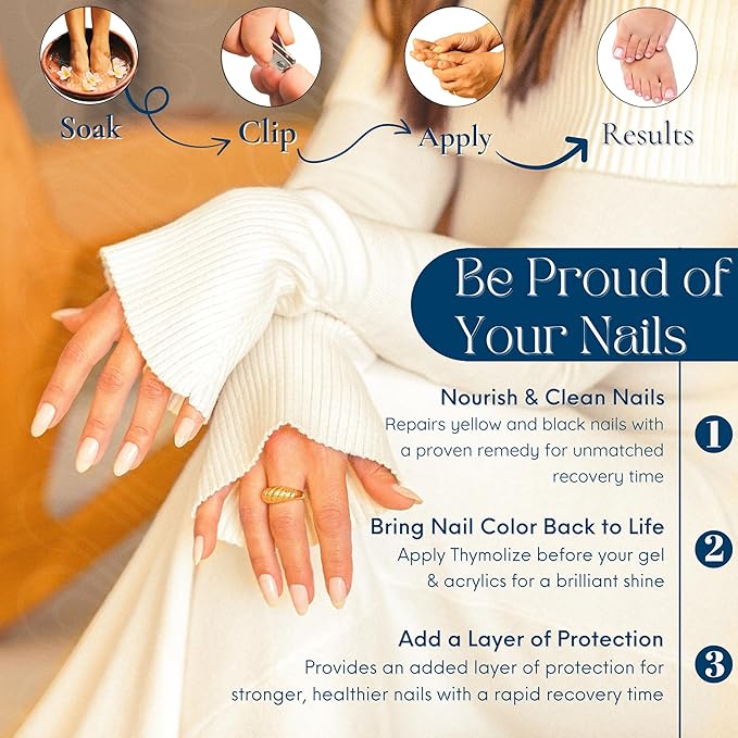 Thymolize Nail Repair & Whitener for Damaged, Yellow & Ingrown Toenails | Thick & Weak Nail Treatment Kit