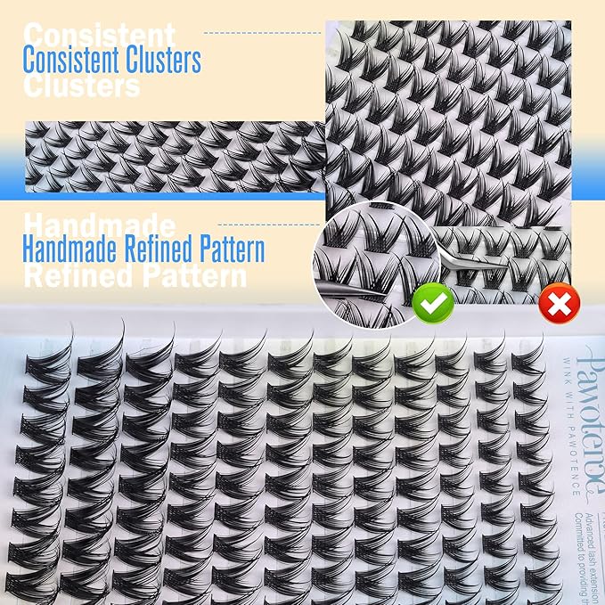 Pawotence Manga Lash Clusters Wispy Cluster Eyelash Extensions 10-16mm Individual Lashes Clusters Spiky Lash Extension DIY False Eyelashes Clusters