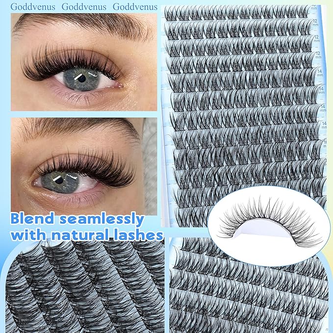 Wispy Lash Clusters Natural Lashes Clusters Wispy Eyelash Clusters CD Curl Cluster Eyelash Extensions DIY Individual Lashes Invisible Band Lash Extension Fluffy Eyelashes Clusters