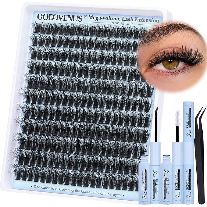 Lash Clusters Kit Wispy Eyelashes Clusters Kit Fluffy Choppy Lash Extension Kit1 12mm -16mm Mixed Lashes Clusters Volume Cluster Eyelash Extensions Kit D Curl DIY Individual Lashes 220Pcs
