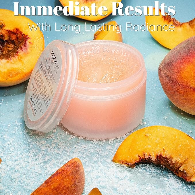 Tammy Taylor Natural Sugar Scrub for Body, Hands, Elbows, Knees, Heels and Feet | Peach Spa Essential Oil Exfoliating Body Scrub for Women and Men | Moisturizing Bath Scrub for Skin Care and Body Care