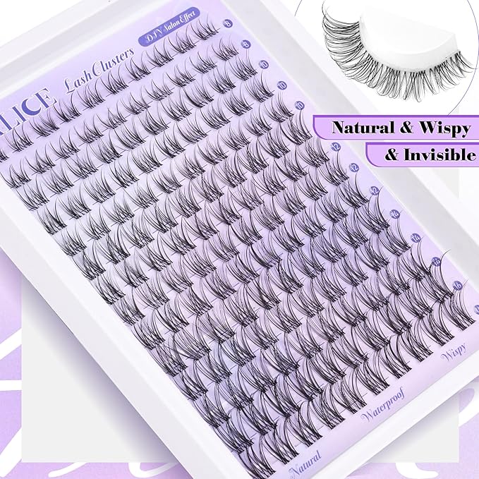 Lash Clusters Natural Lash Extensions Invisible Band Waterproof 8-16mm Cluster Eyelash Extensions Wispy Eyelash Clusters Individual Lashes Cluster Lashes by ALICE
