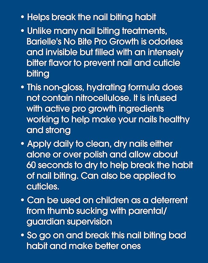 Barielle No Bite Pro Growth, 0.5 Ounce - Nail Biting Prevention Treatment for Adults & Children, Stops Nail Biting - MADE IN USA