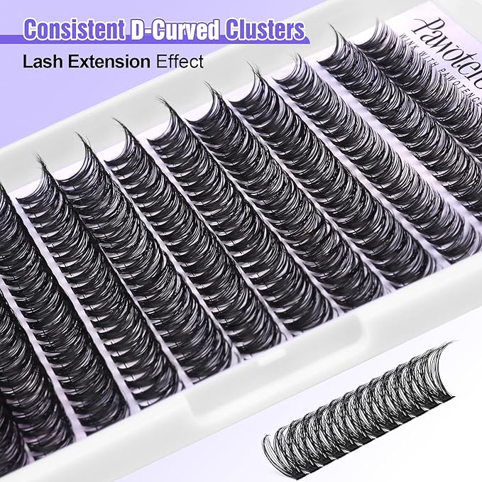 Pawotence Lash Clusters 40D 280pcs Cluster Eyelash Extensions 9-16mm Mix Eyelash Clusters Lash Extension Individual Lashes for Self Application (40D, 0.07D, 9-16mm)