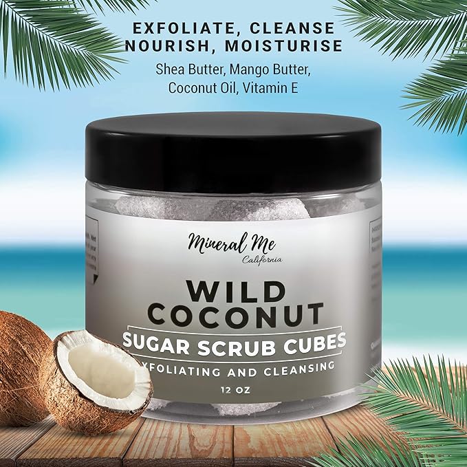 Body Scrub Exfoliator - 12oz SWEET ORANGE/Coconut Sugar scrub cubes w/Mango Butter & Shea butter- Ultra Hydrating & Moisturizing - Natural & Organic for all body - For hands, arms legs, elbow, foot