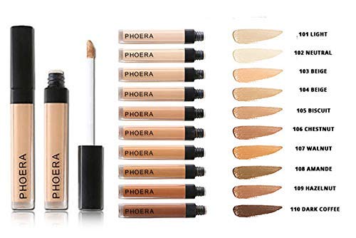 AQUAPURITY PHOERA Liquid Concealer Full Coverage Makeup Face Moisturizer Foundation Conceal Under Eye Dark Circles (107 WALNUT)
