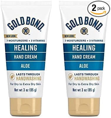 Gold Bond Healing Hand Cream, With Aloe, Hand Lotion for Dry Skin That Lasts Through Handwashing, 3 oz. (Pack of 2)