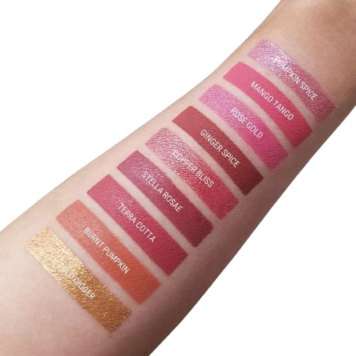 Aromi Copper Metallic Liquid Lipstick, Rosy Bronze Lip Color with Glittery Finish, Long-lasting Makeup, Vegan and Cruelty-free, Handmade (Copper Bliss)